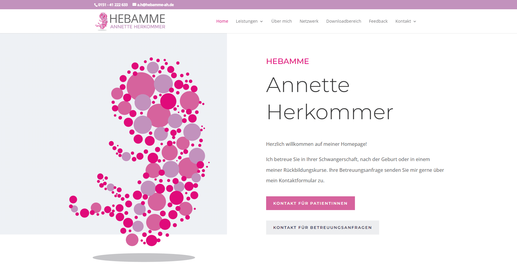 Screenshot Projekt Hebamme Annette Herkommer | engelmann.digital